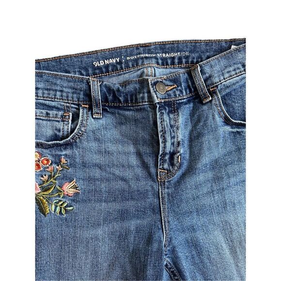 Old Navy boyfriend red roses embroidered Jeans size 6 - Picture 8 of 10